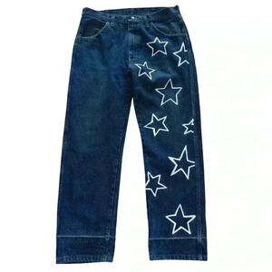 VTG Russell  Jeans Stars Graphic Design Relaxed Straight Leg W34 X 30 Y2K Denim